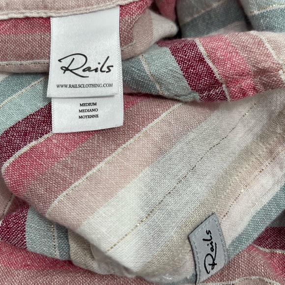 Rails Charli Button Down Top Tropic Metallic Stripe Linen Blouse Top Revolve M - Picture 12 of 16